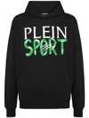 Plein Sport Logo-print Cotton-blend Hoodie In Black