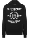 Plein Sport Logo-print Cotton-blend Hoodie In Black