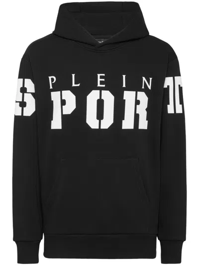 Plein Sport Logo-print Cotton Hoodie In Black