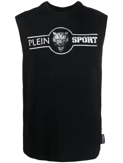 Plein Sport Logo-print Cotton Tank Top In Black