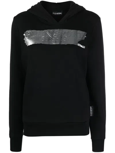 Plein Sport Logo-print Hooded Sweatshirt In Black