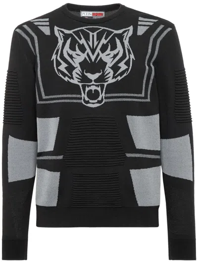Plein Sport Logo-print Knitted Jumper In Black