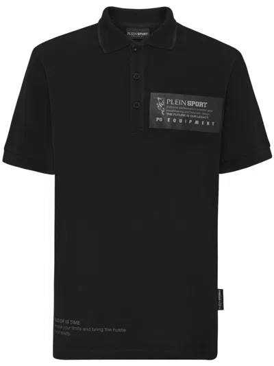 Plein Sport Logo-print Piqué Polo Shirt In Black
