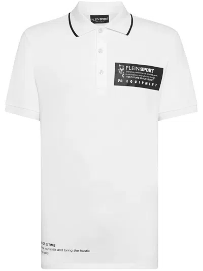 Plein Sport Logo-print Piqué Polo Shirt In White