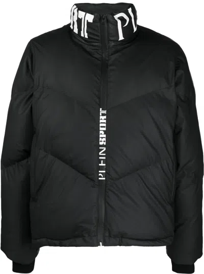 Plein Sport Logo-print Puffer Jacket In Black