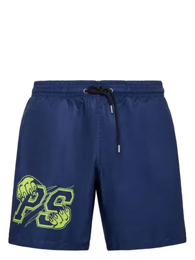 Plein Sport Logo-print Swim Shorts In Blue
