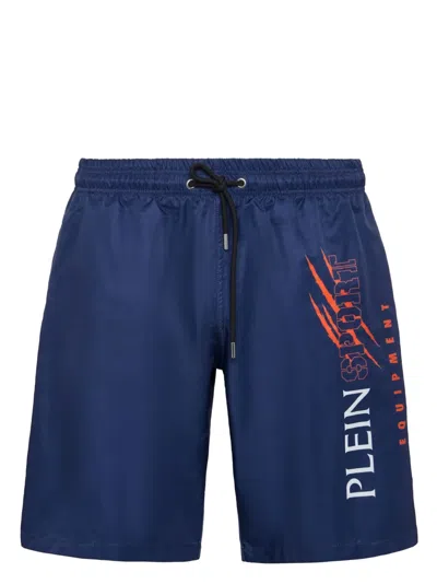 Plein Sport Logo-print Swim Shorts In Blue