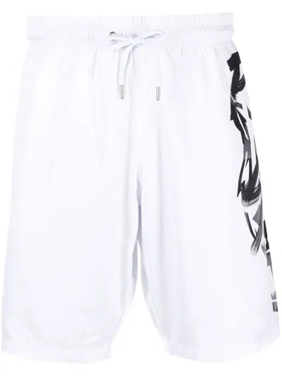 Plein Sport Logo-print Swimming Trunks In White