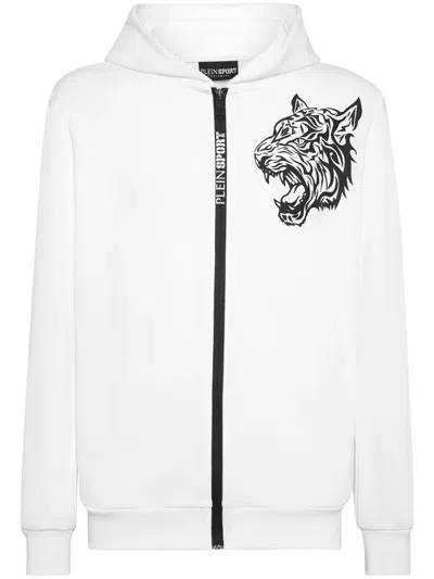 Plein Sport Logo-print Zip-fastening Hoodie In White
