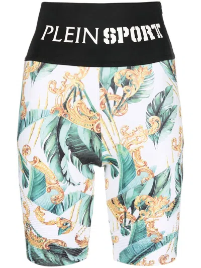 Plein Sport Logo-waistband Cycling Shorts In White
