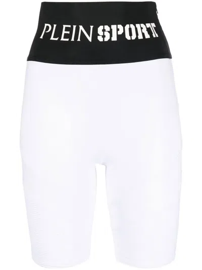 Plein Sport Logo-waistband Cycling Shorts In White