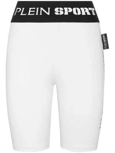 Plein Sport Logo-waistband Cycling Shorts In White