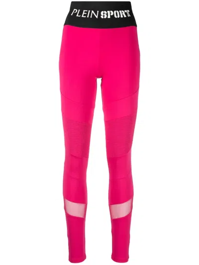Plein Sport Logo-waistband High-waisted Leggings In Pink