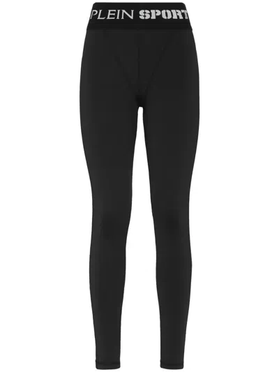 Plein Sport Logo-waistband Leggings In Black