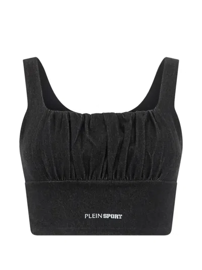 Plein Sport Logo-print Crop Top In Black