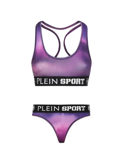 Plein Sport Logo-tape Racerback Lingerie Set In Animal Print