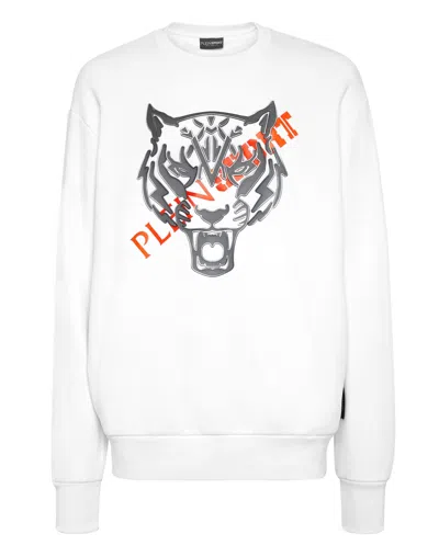 Plein Sport Longsleeve Sweatshirt Tiger In White