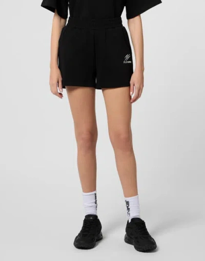 Plein Sport Loose Fit Shorts Icon Scratch Women In Black
