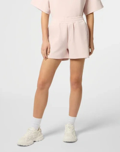 Plein Sport Loose Fit Shorts Icon Scratch Women In Pink