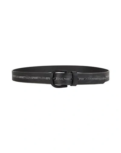 Plein Sport Man Belt Black Size 43.5 Leather