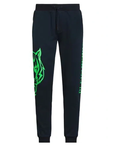 Plein Sport Man Pants Midnight Blue Size Xxl Cotton, Polyester