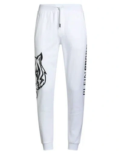 Plein Sport Man Pants White Size Xxl Cotton, Polyester