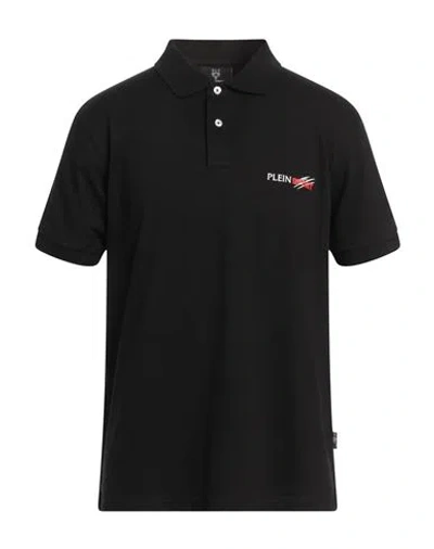 Plein Sport Man Polo Shirt Black Size Xxl Cotton, Elastane