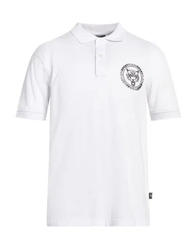 Plein Sport Man Polo Shirt White Size M Cotton, Elastane