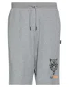 Plein Sport Man Shorts & Bermuda Shorts Grey Size S Cotton, Polyester