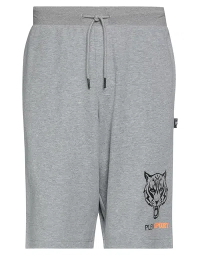 Plein Sport Man Shorts & Bermuda Shorts Grey Size S Cotton, Polyester