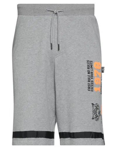 Plein Sport Man Shorts & Bermuda Shorts Grey Size S Cotton, Polyester