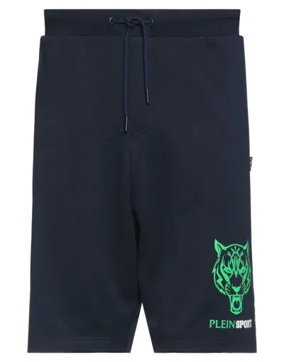 Plein Sport Man Shorts & Bermuda Shorts Midnight Blue Size M Cotton, Polyester