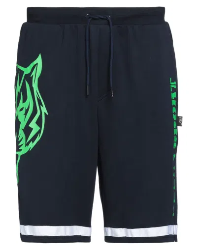 Plein Sport Man Shorts & Bermuda Shorts Midnight Blue Size S Cotton, Polyester
