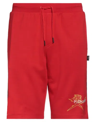 Plein Sport Man Shorts & Bermuda Shorts Red Size L Cotton, Polyester