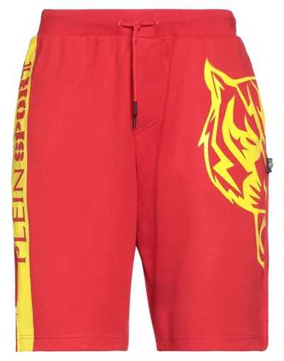 Plein Sport Man Shorts & Bermuda Shorts Red Size M Cotton, Polyester
