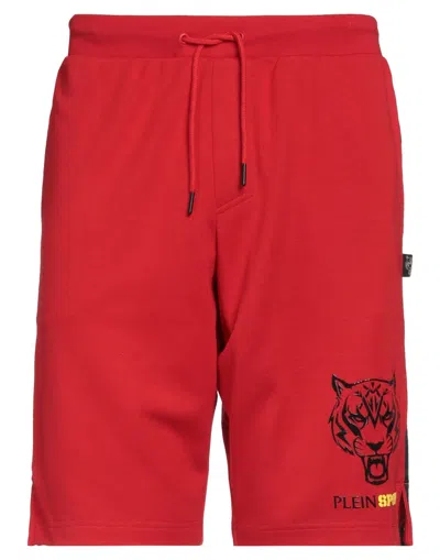 Plein Sport Man Shorts & Bermuda Shorts Red Size M Cotton, Polyester