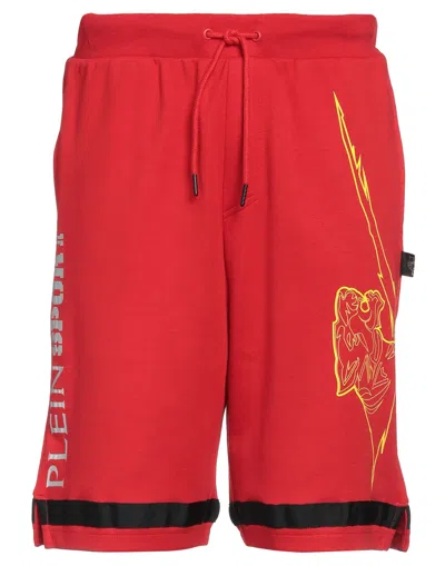 Plein Sport Man Shorts & Bermuda Shorts Red Size S Cotton, Polyester