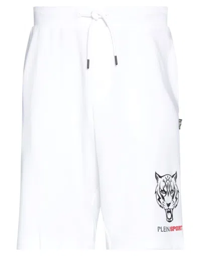Plein Sport Man Shorts & Bermuda Shorts White Size S Cotton, Polyester
