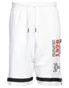 Plein Sport Man Shorts & Bermuda Shorts White Size S Cotton, Polyester In White