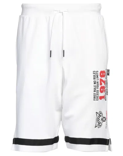 Plein Sport Man Shorts & Bermuda Shorts White Size S Cotton, Polyester