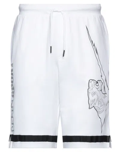 Plein Sport Man Shorts & Bermuda Shorts White Size Xl Cotton, Polyester