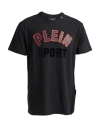 PLEIN SPORT PLEIN SPORT MAN T-SHIRT BLACK SIZE XL COTTON, ELASTANE