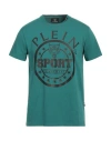 Plein Sport Man T-shirt Deep Teal Size M Cotton, Elastane In Green