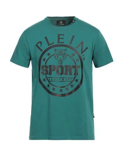 Plein Sport Man T-shirt Deep Teal Size M Cotton, Elastane In Green