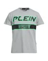 Plein Sport Brown Cotton Men T-shirt In Grey