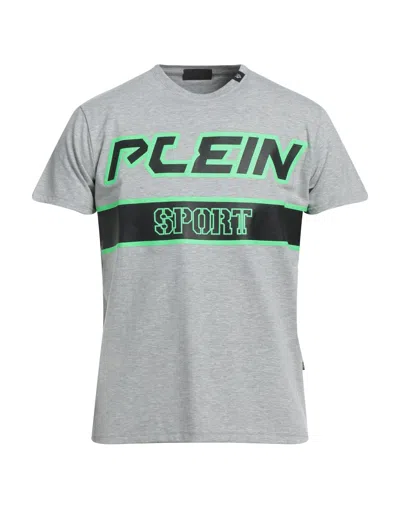 PLEIN SPORT PLEIN SPORT MAN T-SHIRT LIGHT GREY SIZE S COTTON, ELASTANE