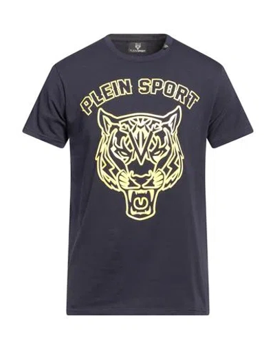 Plein Sport Man T-shirt Navy Blue Size S Cotton, Elastane