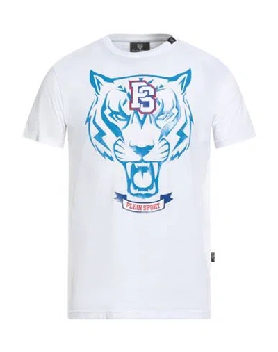 Plein Sport Man T-shirt White Size Xxl Cotton, Elastane