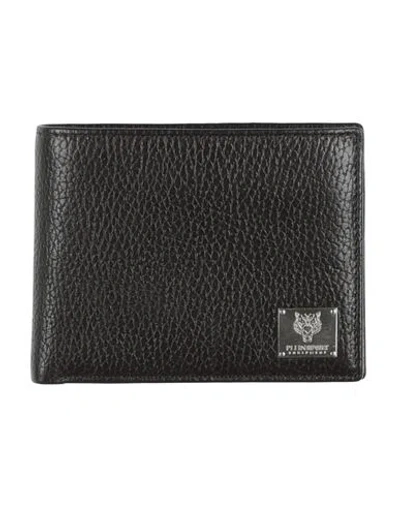 Plein Sport Man Wallet Dark Brown Size - Bovine Leather In Black