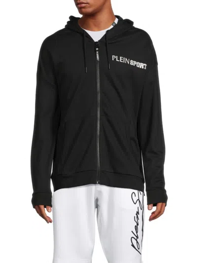 Plein Sport Men's Graphic Zip Hooded Sweatshirt In Black
